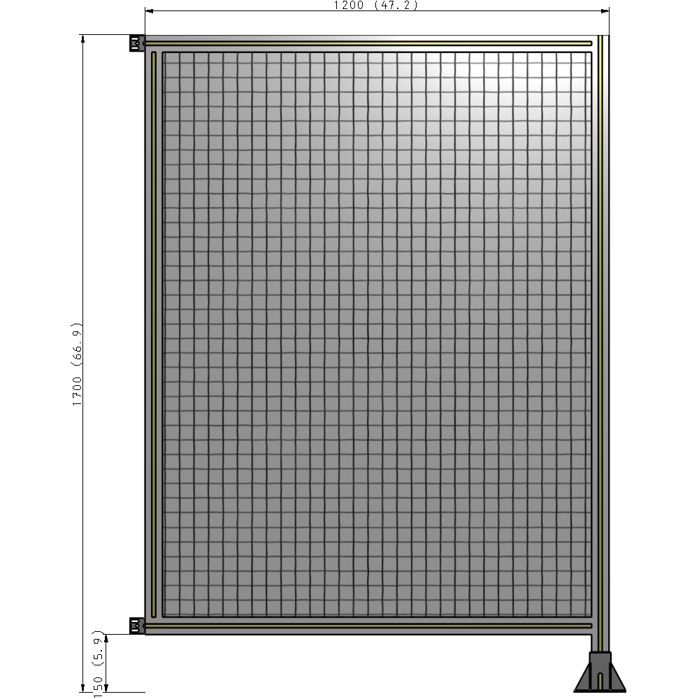 A2-1700-1200-0150-HYMFK SINGLE PANEL-LEG ON RIGHT WITH HINGES 1700MM X 1200MM  1" MESH, AS A KIT
