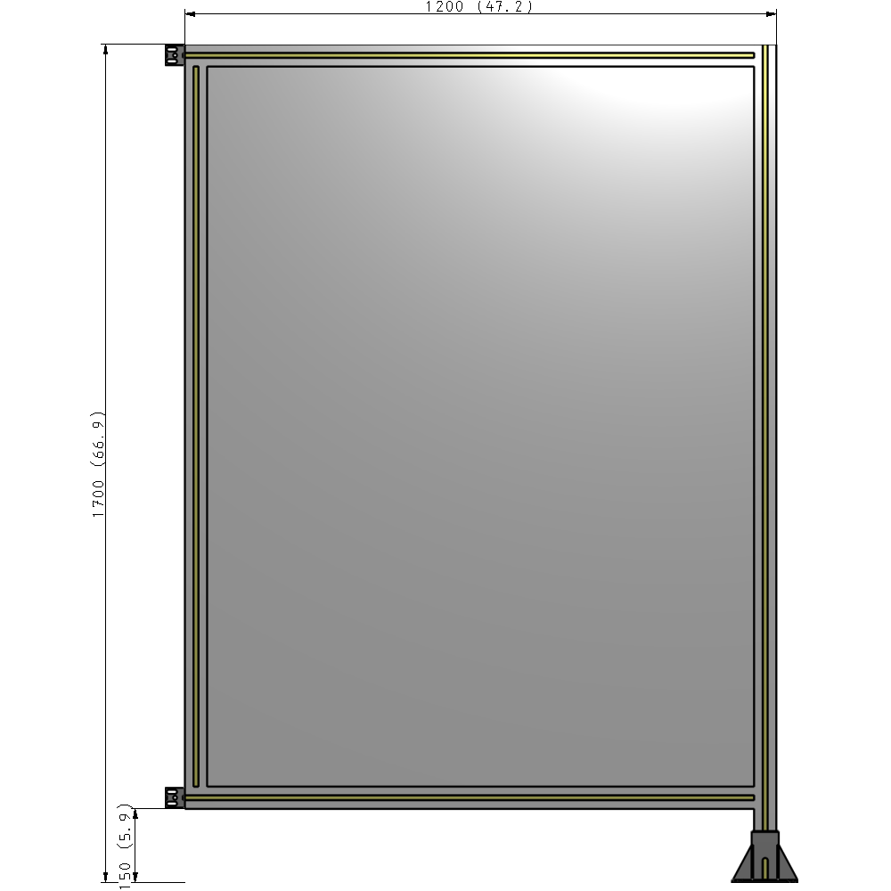 A2-1700-1200-0150-HYPFK SINGLE PANEL-LEG ON RIGHT WITH HINGES 1700MM X 1200MM  1/4" POLYCARBONATE, AS A KIT