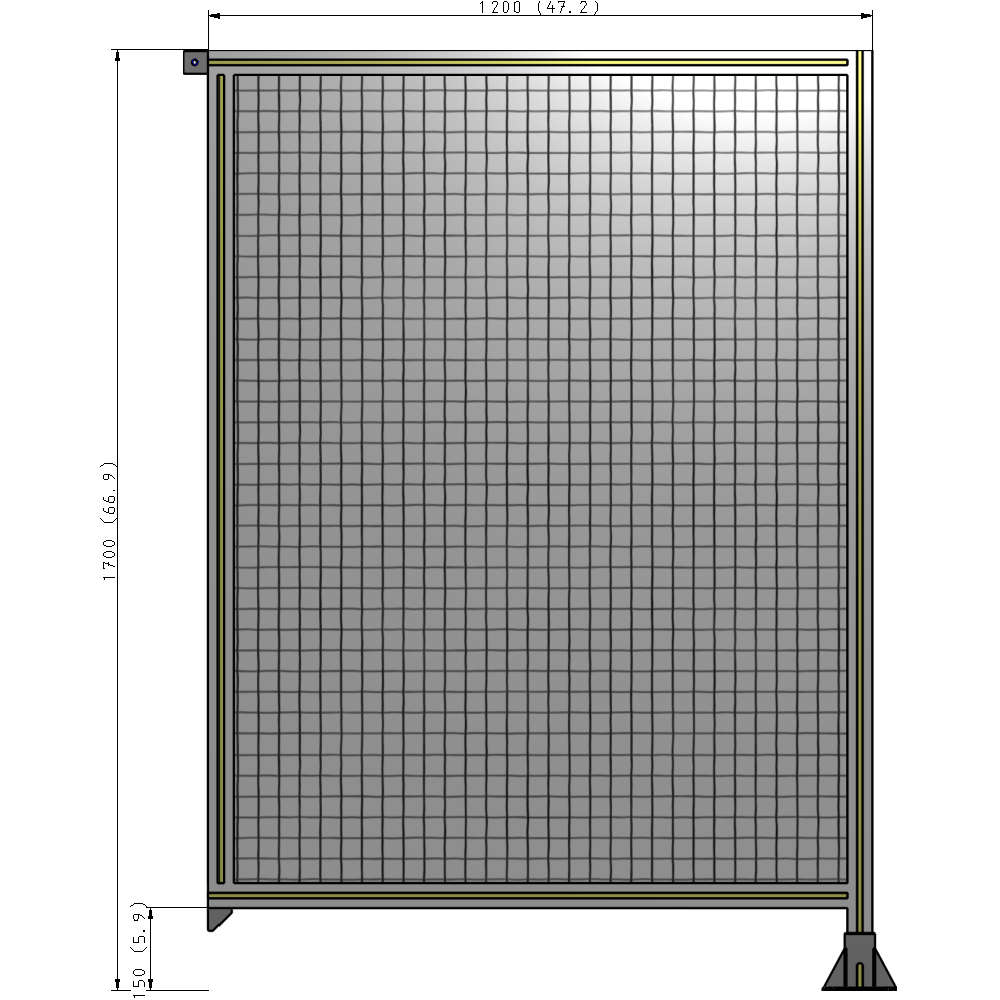 A2-1700-1200-0150-TYMFK SINGLE PANEL-LEG ON RIGHT WITH TIE PLATES AND ANGLE 1700MM X 1200MM  1" MESH, AS A KIT