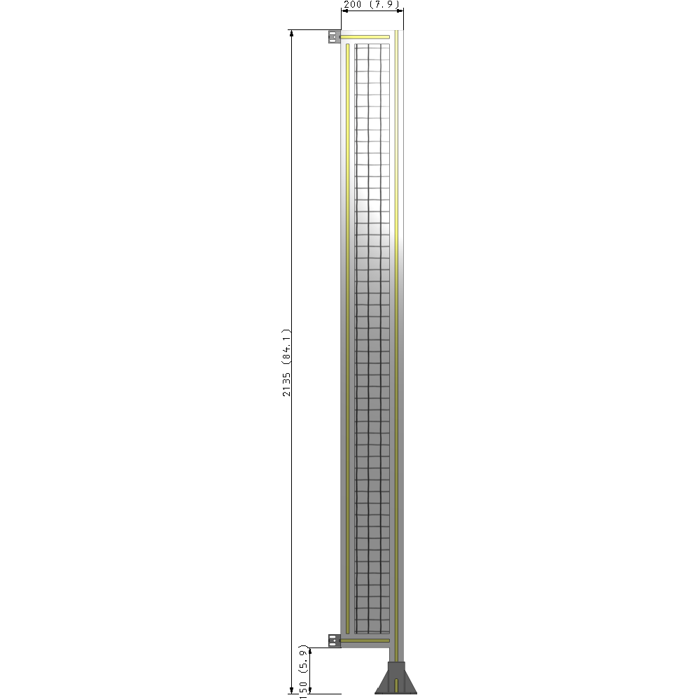 A2-2135-0200-0150-HYMFK SINGLE PANEL-LEG ON RIGHT WITH HINGES 2135MM X 200MM  1" MESH, AS A KIT