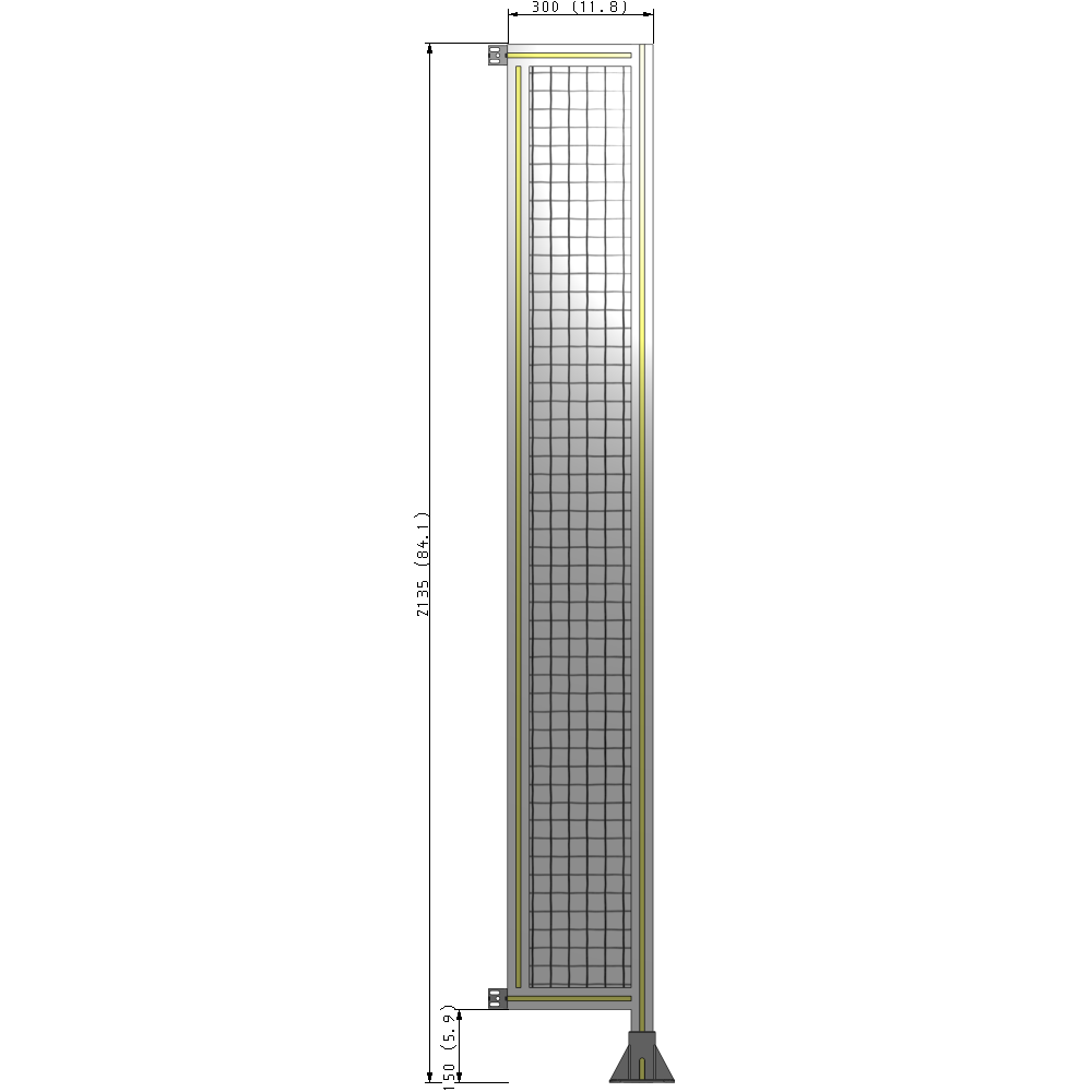 A2-2135-0300-0150-HYMFK SINGLE PANEL-LEG ON RIGHT WITH HINGES 2135MM X 300MM  1" MESH, AS A KIT
