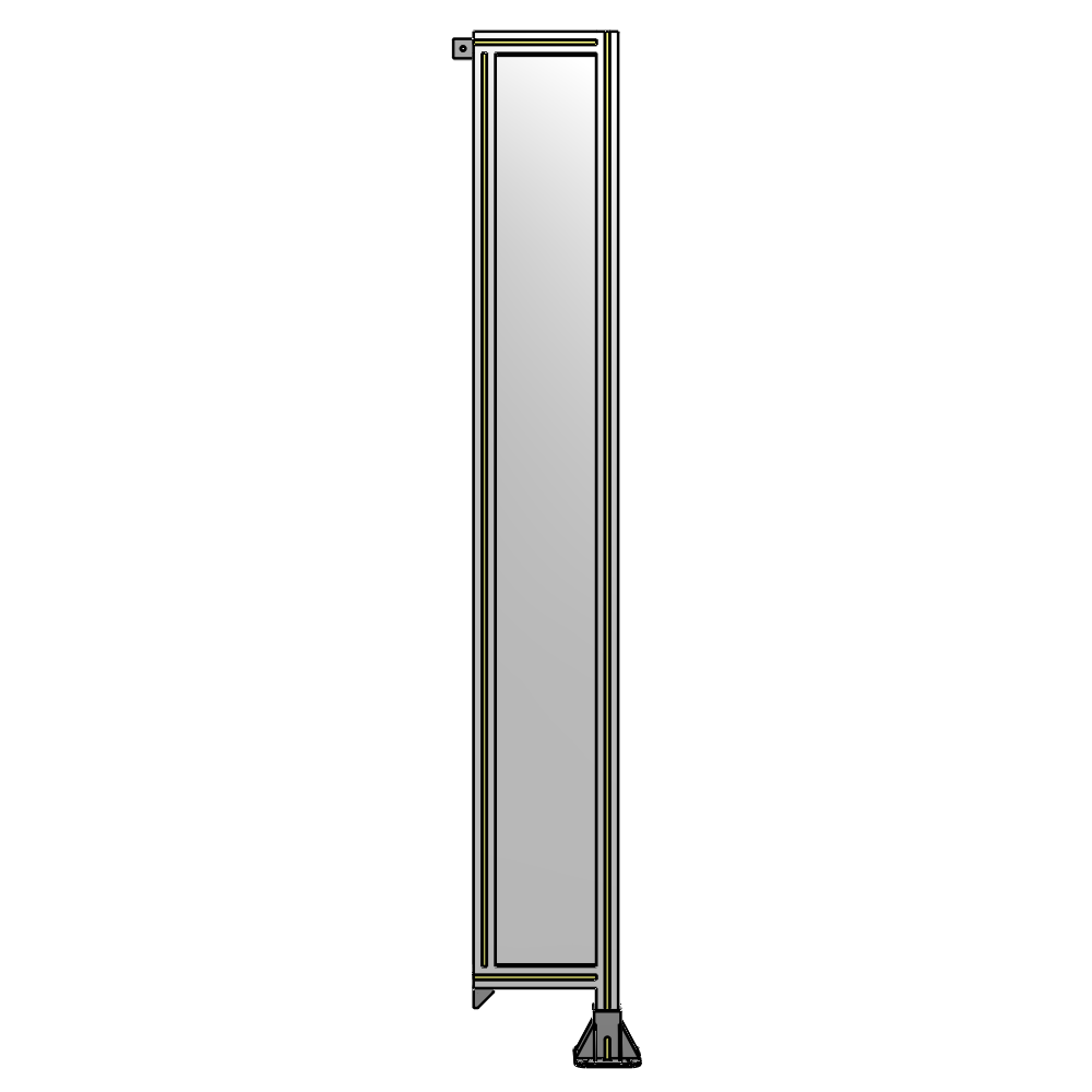 A2-2135-0300-0150-TYPFA SINGLE PANEL-LEG ON RIGHT WITH TIE PLATES AND ANGLE 2135MM X 300MM  1/4" POLYCARBONATE, ASSEMBLED