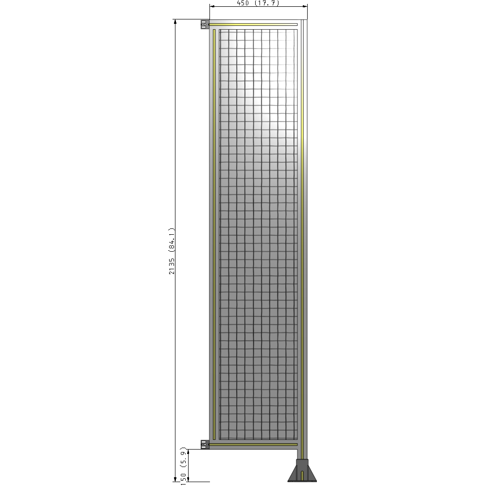 A2-2135-0450-0150-HYMFA SINGLE PANEL-LEG ON RIGHT WITH HINGES 2135MM X 450MM  1" MESH, FULLY ASSEMBLED