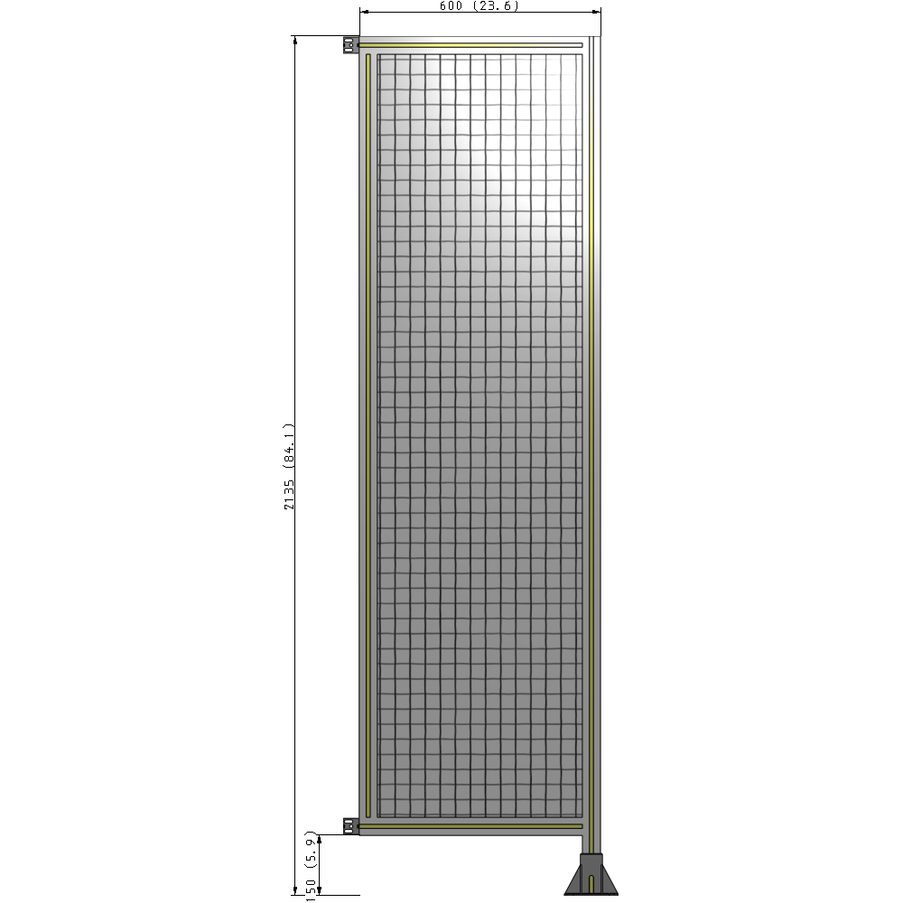 A2-2135-0600-0150-HYMFK SINGLE PANEL-LEG ON RIGHT WITH HINGES 2135MM X 600MM  1" MESH, AS A KIT