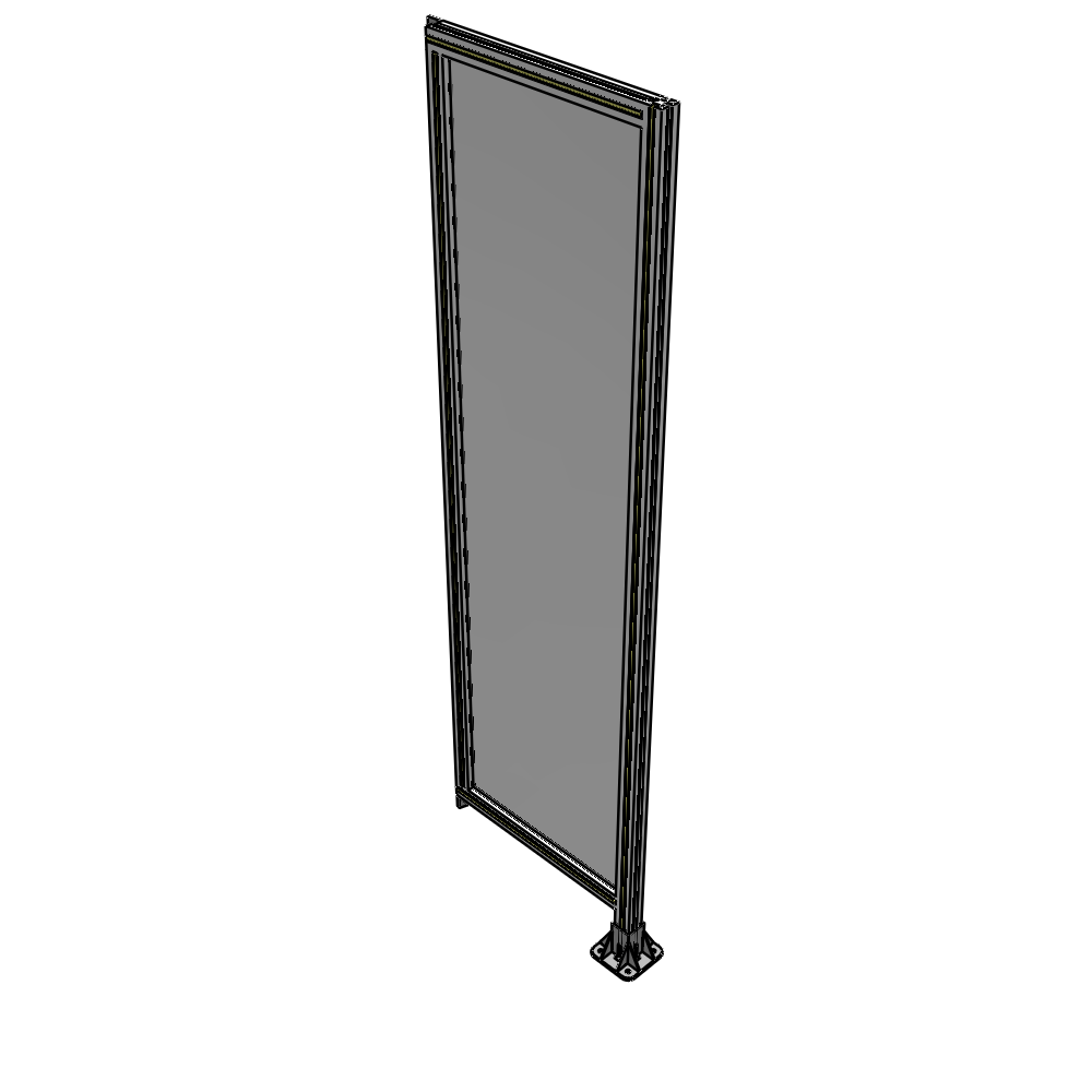 A2-2135-0600-0150-TYPFA SINGLE PANEL-LEG ON RIGHT WITH TIE PLATES AND ANGLE 2135MM X 600MM  1/4" POLYCARBONATE, ASSEMBLED