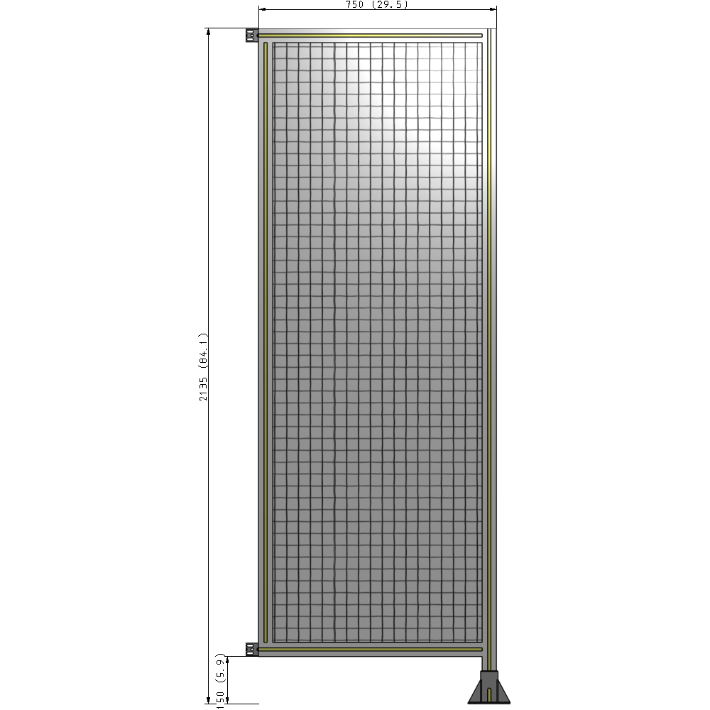 A2-2135-0750-0150-HYMFK SINGLE PANEL-LEG ON RIGHT WITH HINGES 2135MM X 750MM  1" MESH, AS A KIT