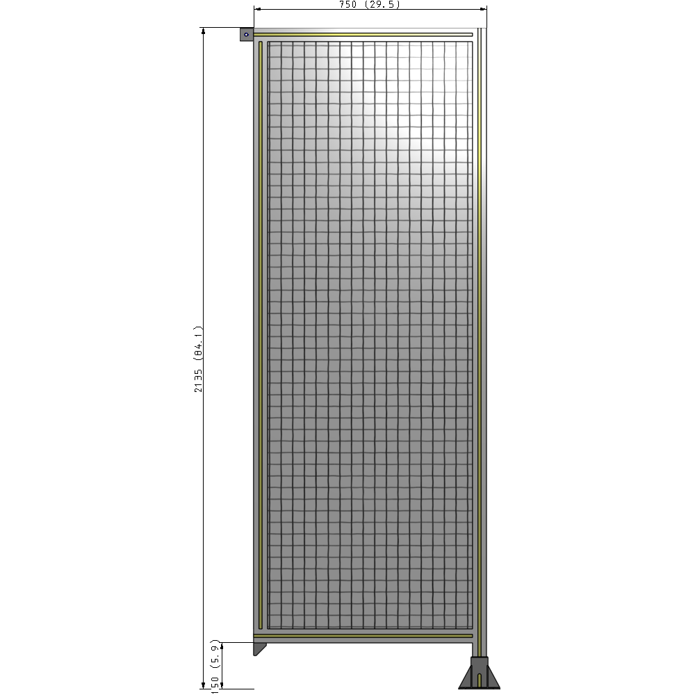 A2-2135-0750-0150-TYMFK SINGLE PANEL-LEG ON RIGHT WITH TIE PLATES AND ANGLE 2135MM X 750MM  1" MESH, AS A KIT