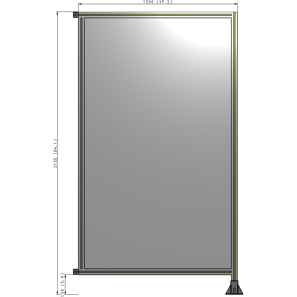 A2-2135-1200-0150-HYPFK SINGLE PANEL-LEG ON RIGHT WITH HINGES 2135MM X 1200MM  1/4" POLYCARBONATE, AS A KIT