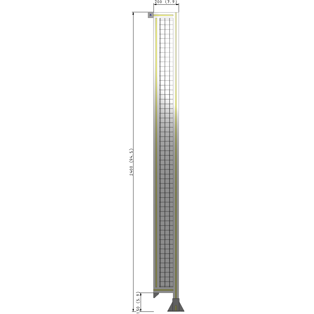 A2-2400-0200-0150-TYMFK SINGLE PANEL-LEG ON RIGHT WITH TIE PLATES AND ANGLE 2400MM X 200MM  1" MESH, AS A KIT