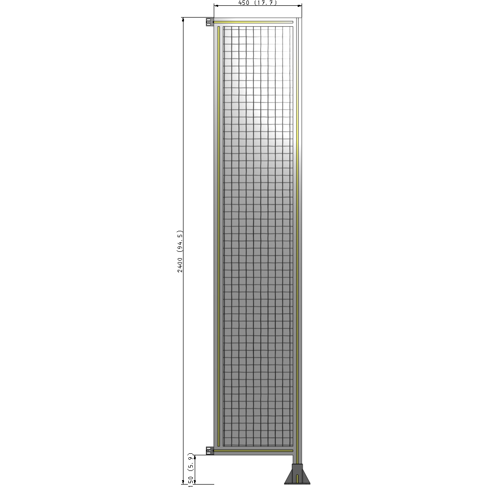 A2-2400-0450-0150-HYMFA SINGLE PANEL-LEG ON RIGHT WITH HINGES 2400MM X 450MM  1" MESH, FULLY ASSEMBLED