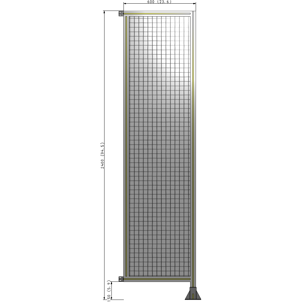 A2-2400-0600-0150-HYMFK SINGLE PANEL-LEG ON RIGHT WITH HINGES 2400MM X 600MM  1" MESH, AS A KIT