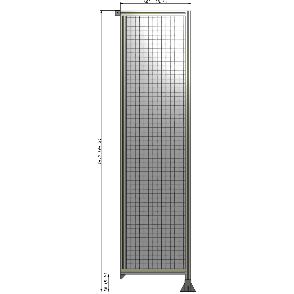 A2-2400-0600-0150-TYMFK SINGLE PANEL-LEG ON RIGHT WITH TIE PLATES AND ANGLE 2400MM X 600MM  1" MESH, AS A KIT