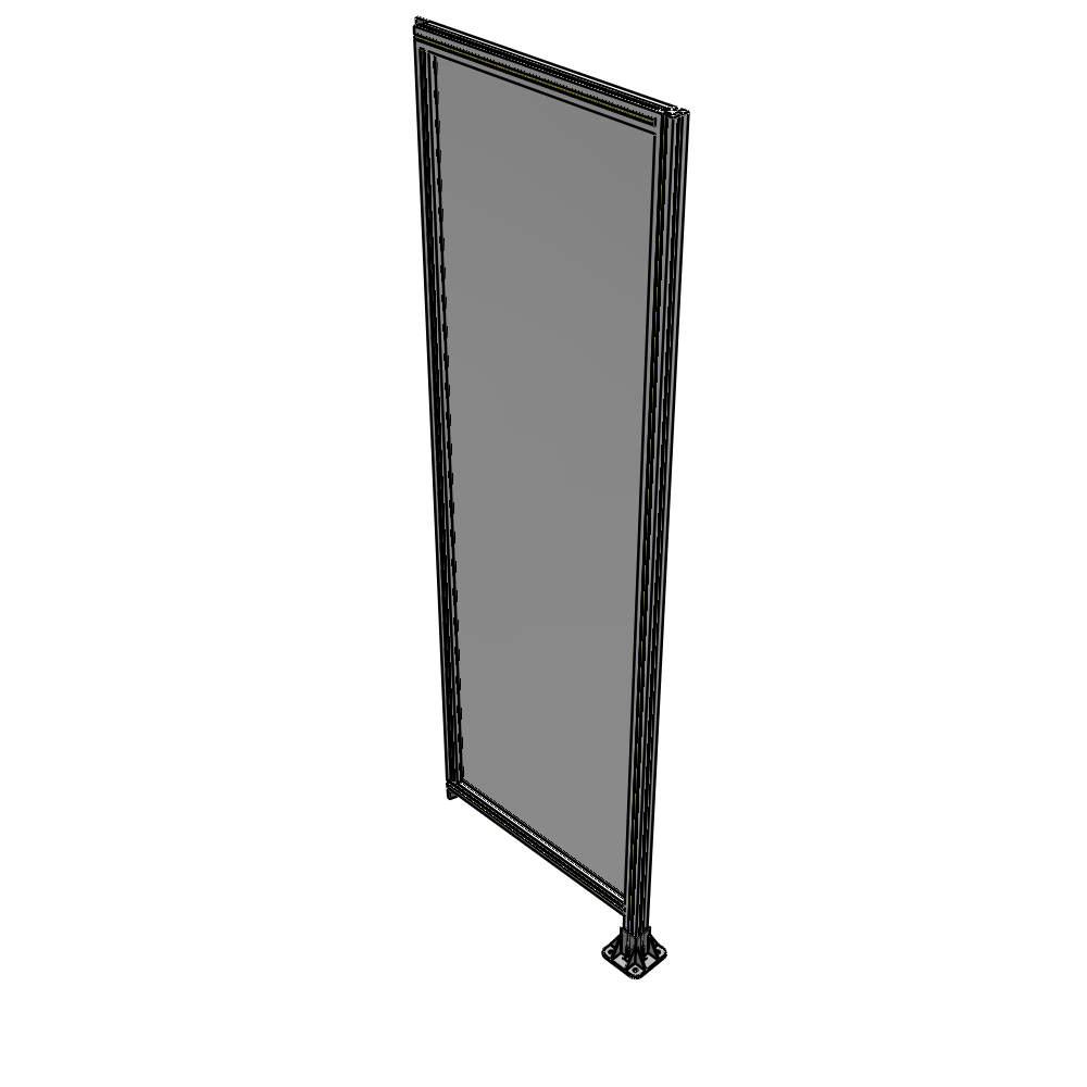 A2-2400-0750-0150-TYPFA SINGLE PANEL-LEG ON RIGHT WITH TIE PLATES AND ANGLE 2400MM X 750MM  1/4" POLYCARBONATE, ASSEMBLED