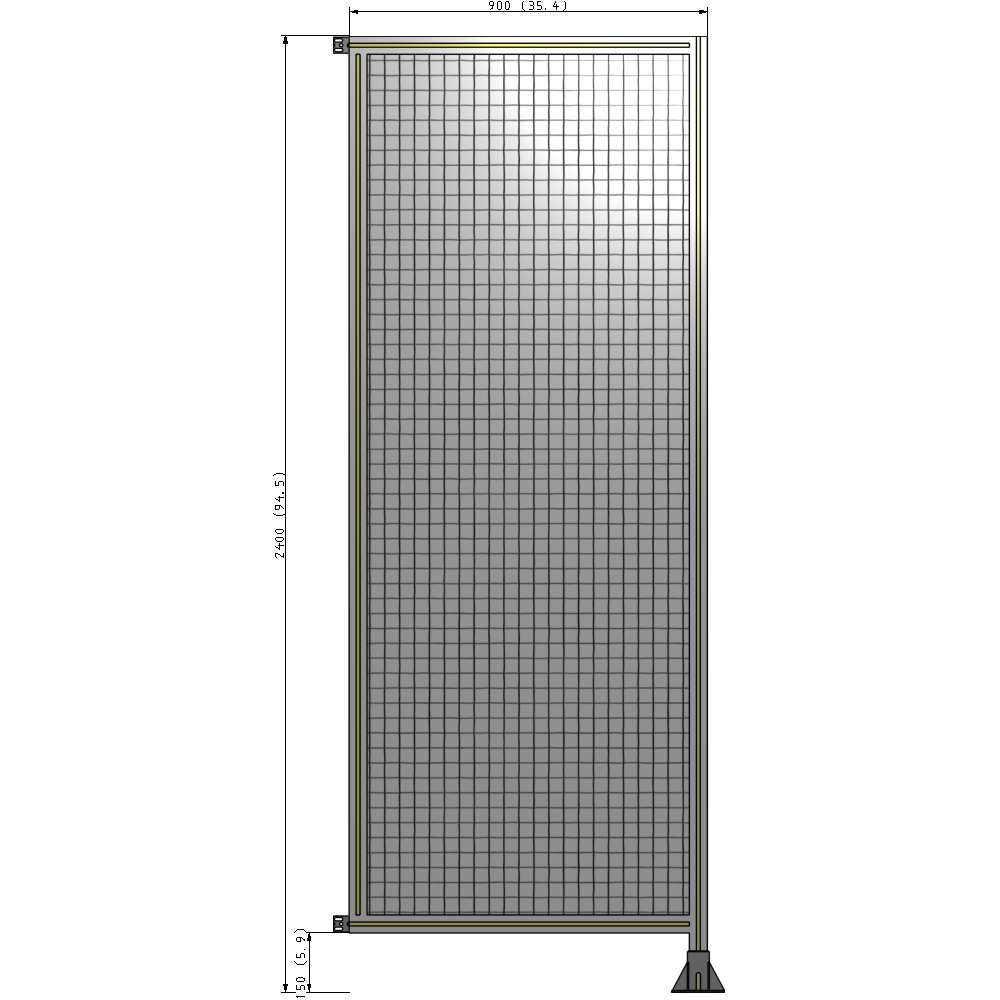 A2-2400-0900-0150-HYMFK SINGLE PANEL-LEG ON RIGHT WITH HINGES 2400MM X 900MM  1" MESH, AS A KIT