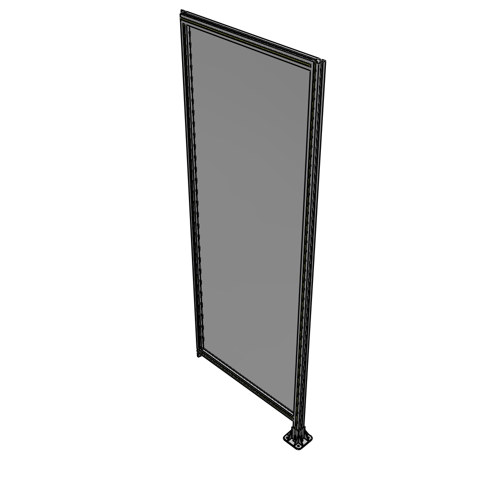 A2-2400-0900-0150-TYPFK SINGLE PANEL-LEG ON RIGHT WITH TIE PLATES AND ANGLE 2400MM X 900MM  1/4" POLYCARBONATE, AS A KIT