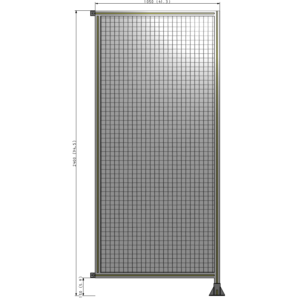 A2-2400-1050-0150-HYMFK SINGLE PANEL-LEG ON RIGHT WITH HINGES 2400MM X 1050MM  1" MESH, AS A KIT