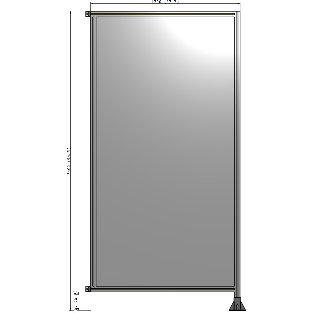 A2-2400-1200-0150-HYPFK SINGLE PANEL-LEG ON RIGHT WITH HINGES 2400MM X 1200MM  1/4" POLYCARBONATE, AS A KIT