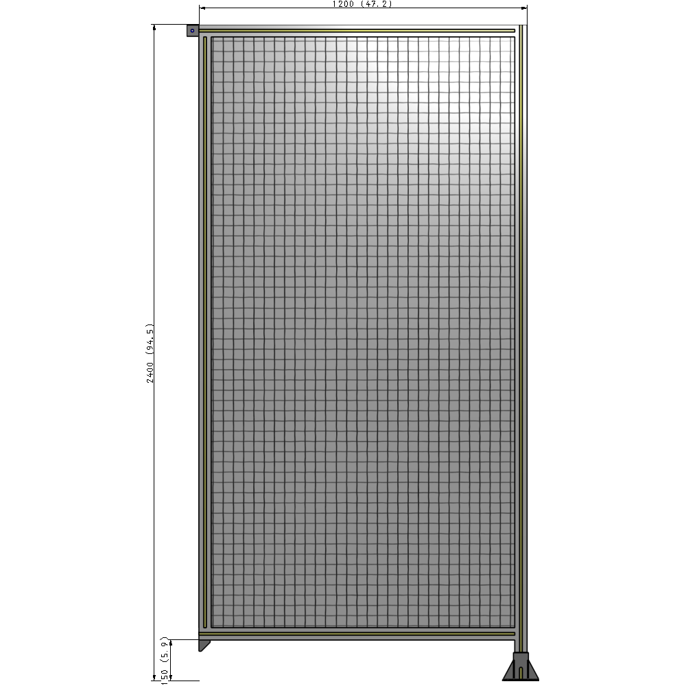 A2-2400-1200-0150-TYMFA SINGLE PANEL-LEG ON RIGHT WITH TIE PLATES AND ANGLE 2400MM X 1200MM  1" MESH, FULLY ASSEMBLED