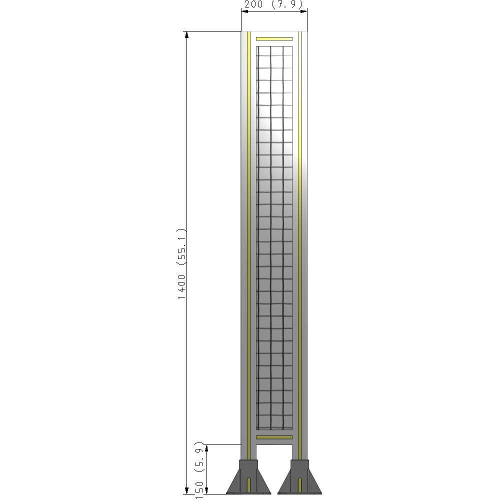 A3-1400-0200-0150-ZYMFA SINGLE PANEL-LEG ON  BOTH SIDES  1400MM X 200MM  1" MESH, FULLY ASSEMBLED