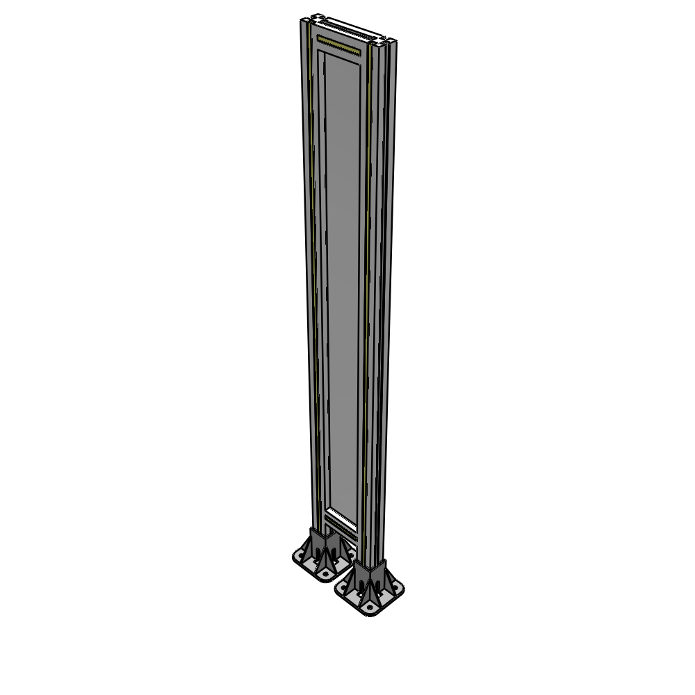 A3-1400-0200-0150-ZYPFA SINGLE PANEL-LEG ON  BOTH SIDES  1400MM X 200MM  1/4" POLYCARBONATE, FULLY ASSEMBLED