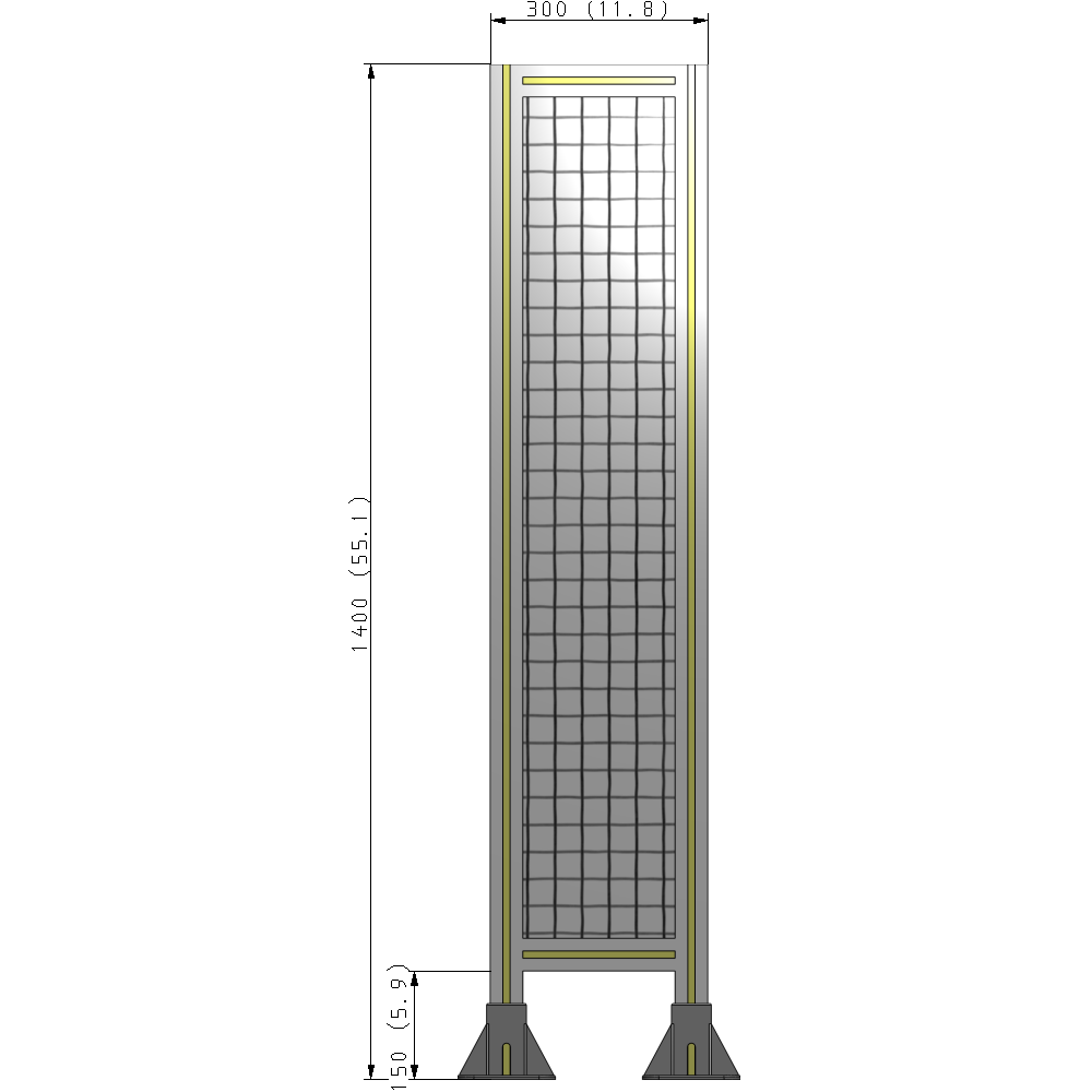 A3-1400-0300-0150-ZYMFA SINGLE PANEL-LEG ON  BOTH SIDES  1400MM X 300MM  1" MESH, FULLY ASSEMBLED