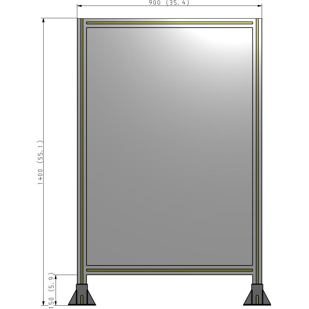 A3-1400-0900-0150-ZYPFK SINGLE PANEL-LEG ON  BOTH SIDES  1400MM X 900MM  1/4" POLYCARBONATE, AS A KIT