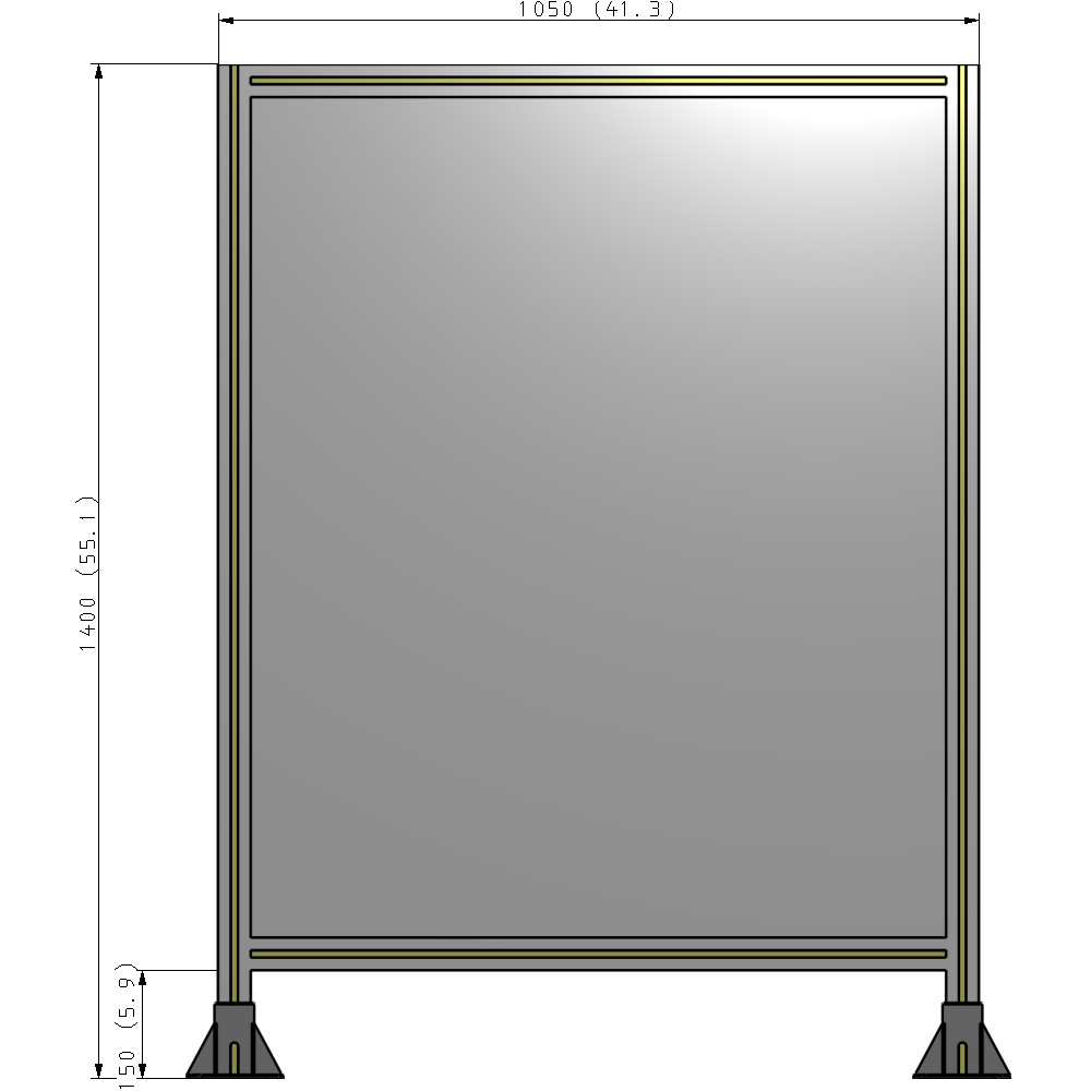 A3-1400-1050-0150-ZYPFA SINGLE PANEL-LEG ON  BOTH SIDES  1400MM X 1050MM  1/4" POLYCARBONATE, FULLY ASSEMBLED