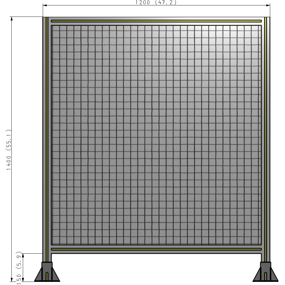 A3-1400-1200-0150-ZYMFA SINGLE PANEL-LEG ON  BOTH SIDES  1400MM X 1200MM  1" MESH, FULLY ASSEMBLED