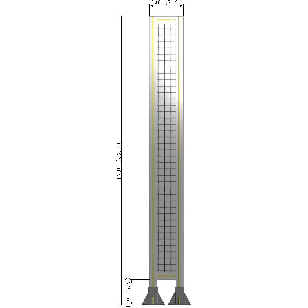 A3-1700-0200-0150-ZYMFA SINGLE PANEL-LEG ON  BOTH SIDES  1700MM X 200MM  1" MESH, FULLY ASSEMBLED