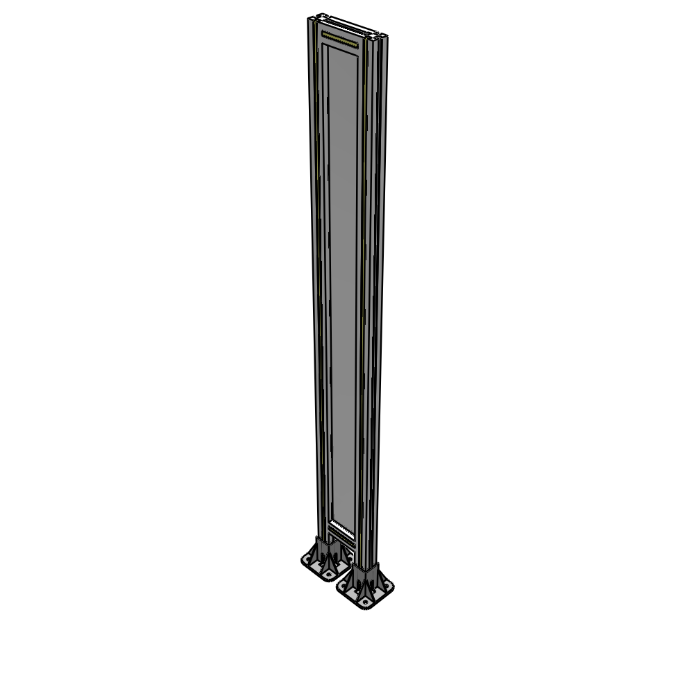 A3-1700-0200-0150-ZYPFA SINGLE PANEL-LEG ON  BOTH SIDES  1700MM X 200MM  1/4" POLYCARBONATE, FULLY ASSEMBLED