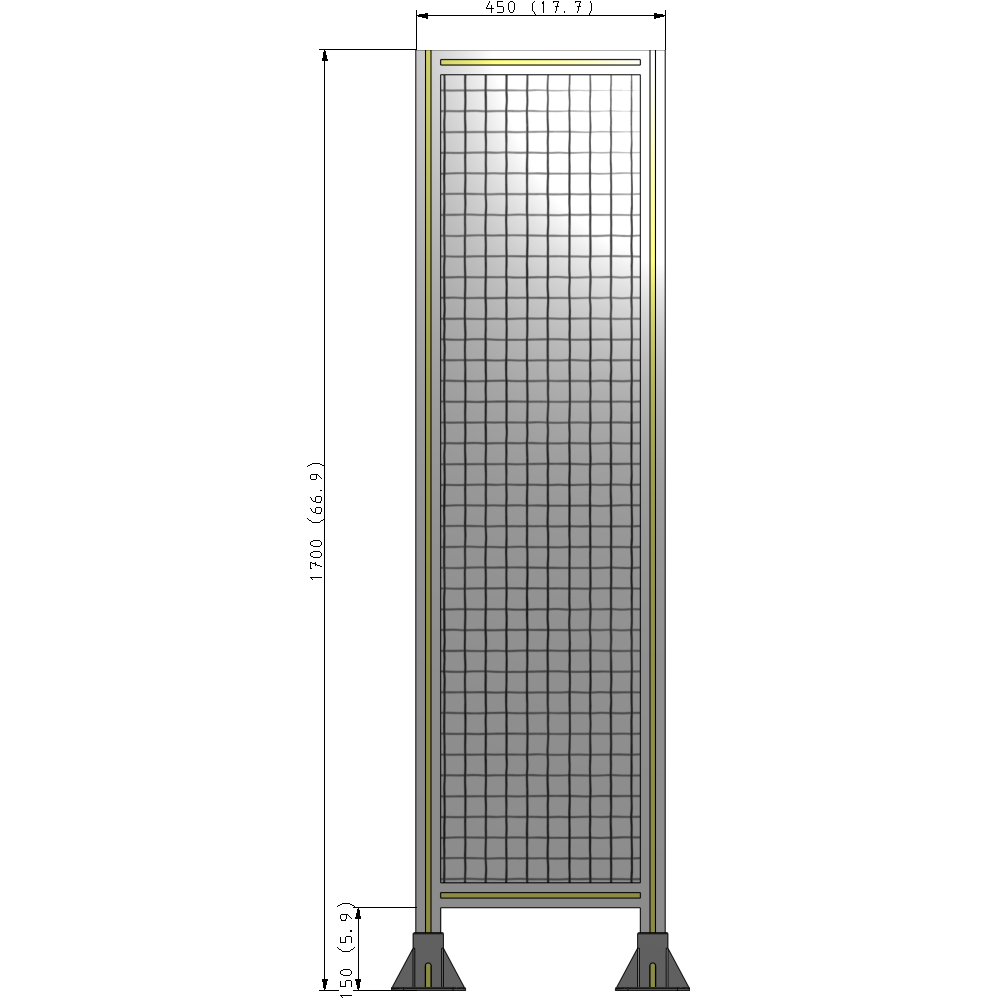 A3-1700-0450-0150-ZYMFA SINGLE PANEL-LEG ON  BOTH SIDES  1700MM X 450MM  1" MESH, FULLY ASSEMBLED