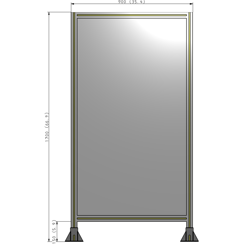 A3-1700-0900-0150-ZYPFK SINGLE PANEL-LEG ON  BOTH SIDES  1700MM X 900MM  1/4" POLYCARBONATE, AS A KIT