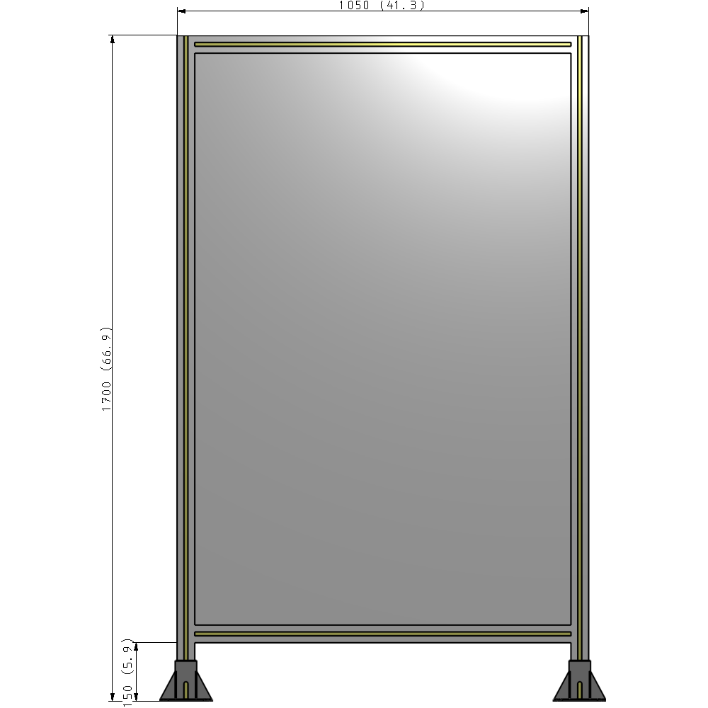 A3-1700-1050-0150-ZYPFA SINGLE PANEL-LEG ON  BOTH SIDES  1700MM X 1050MM  1/4" POLYCARBONATE, FULLY ASSEMBLED