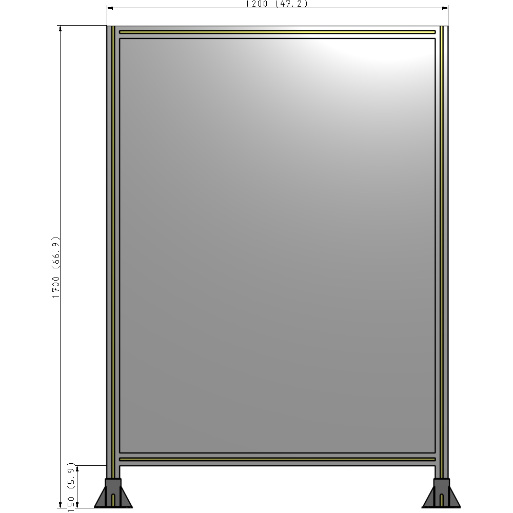 A3-1700-1200-0150-ZYPFK SINGLE PANEL-LEG ON  BOTH SIDES  1700MM X 1200MM  1/4" POLYCARBONATE, AS A KIT
