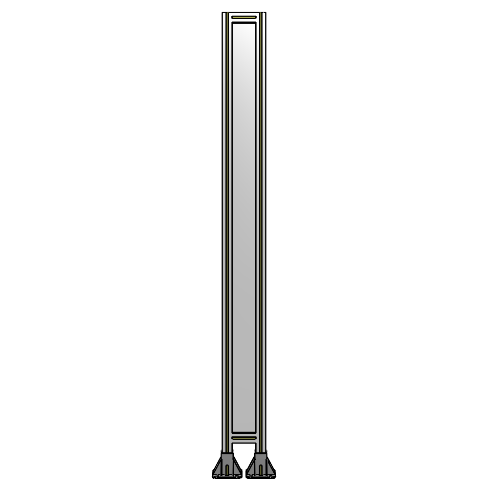 A3-2135-0200-0150-ZYPFA SINGLE PANEL-LEG ON  BOTH SIDES  2135MM X 200MM  1/4" POLYCARBONATE, FULLY ASSEMBLED