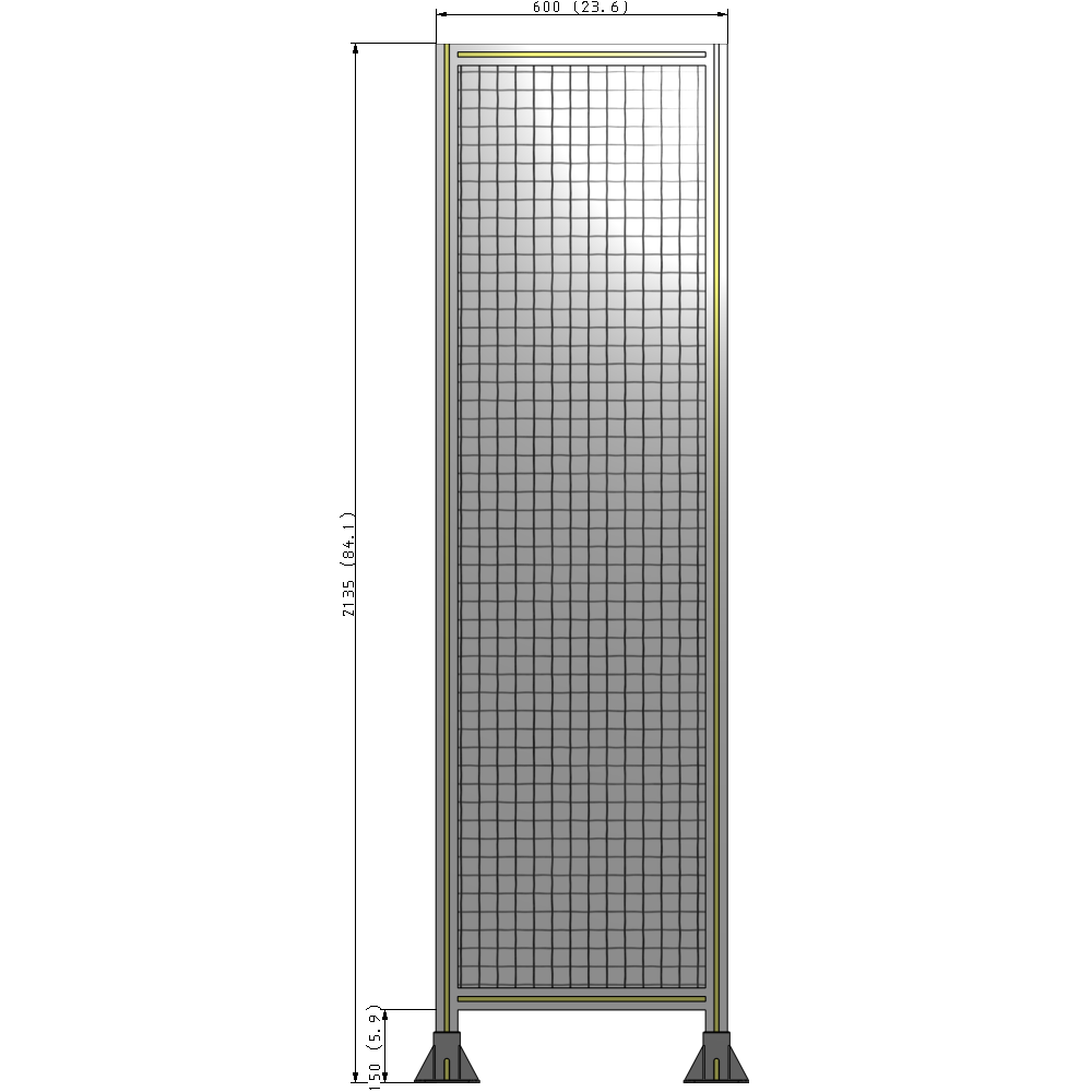 A3-2135-0600-0150-ZYMFK SINGLE PANEL-LEG ON  BOTH SIDES  2135MM X 600MM  1" MESH, AS A KIT