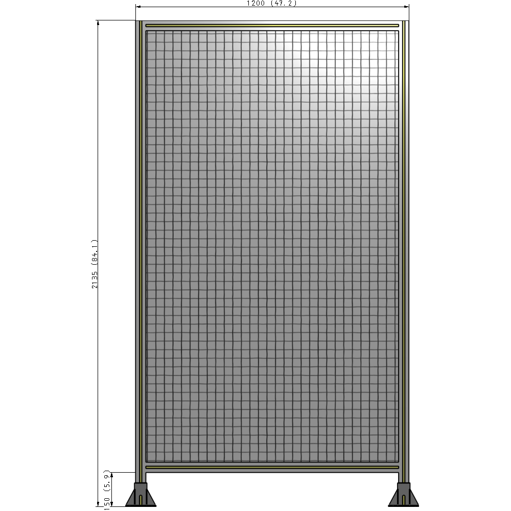 A3-2135-1200-0150-ZYMFA SINGLE PANEL-LEG ON  BOTH SIDES  2135MM X 1200MM  1" MESH, FULLY ASSEMBLED