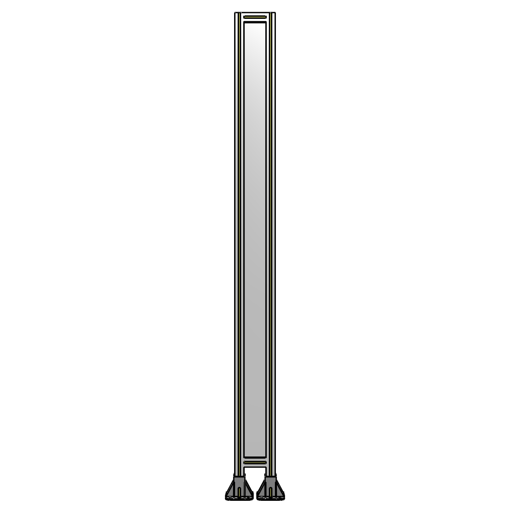 A3-2400-0200-0150-ZYPFA SINGLE PANEL-LEG ON  BOTH SIDES  2400MM X 200MM  1/4" POLYCARBONATE, FULLY ASSEMBLED