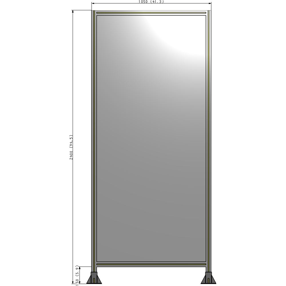 A3-2400-1050-0150-ZYPFK SINGLE PANEL-LEG ON  BOTH SIDES  2400MM X 1050MM  1/4" POLYCARBONATE, AS A KIT