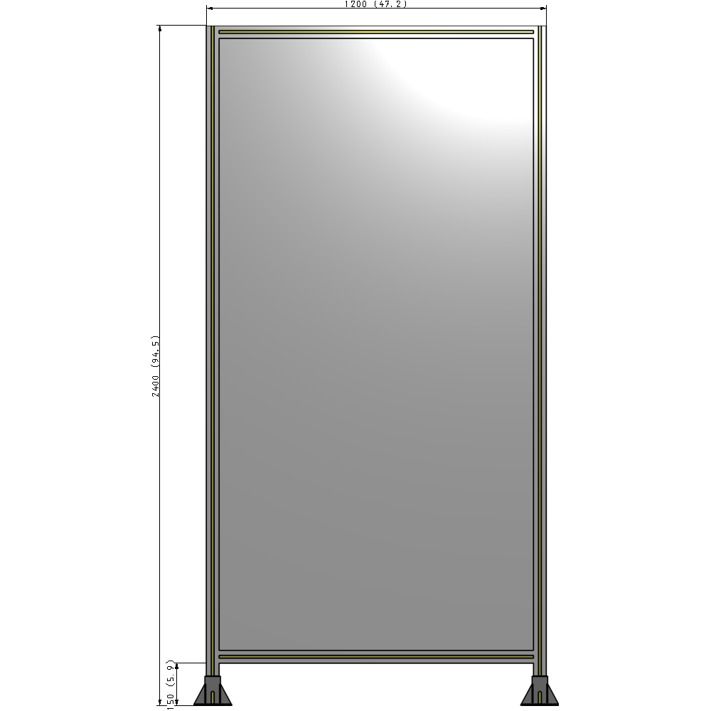 A3-2400-1200-0150-ZYPFA SINGLE PANEL-LEG ON  BOTH SIDES  2400MM X 1200MM  1/4" POLYCARBONATE, FULLY ASSEMBLED