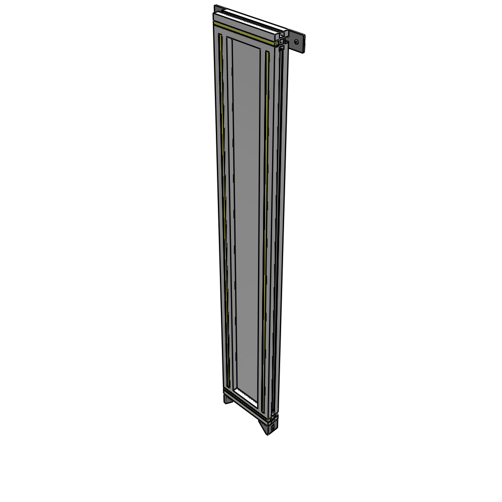A4-1400-0200-0150-TYPZA SINGLE PANEL-NO LEGS WITH TIE PLATES AND ANGLE 1400MM X 200MM  1/4" POLYCARBONATE, ASSEMBLED