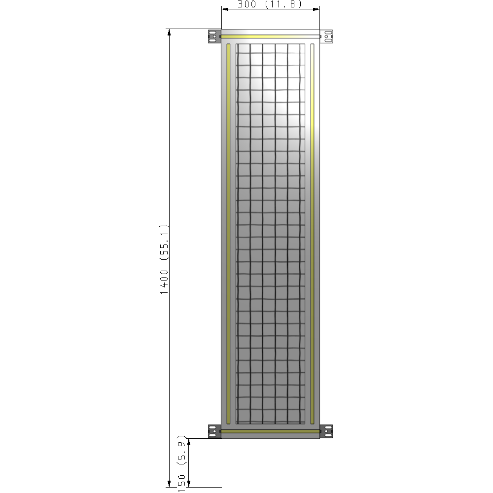 A4-1400-0300-0150-HYMZK SINGLE PANEL-NO LEGS WITH HINGES 1400MM X 300MM  1" MESH, AS A KIT