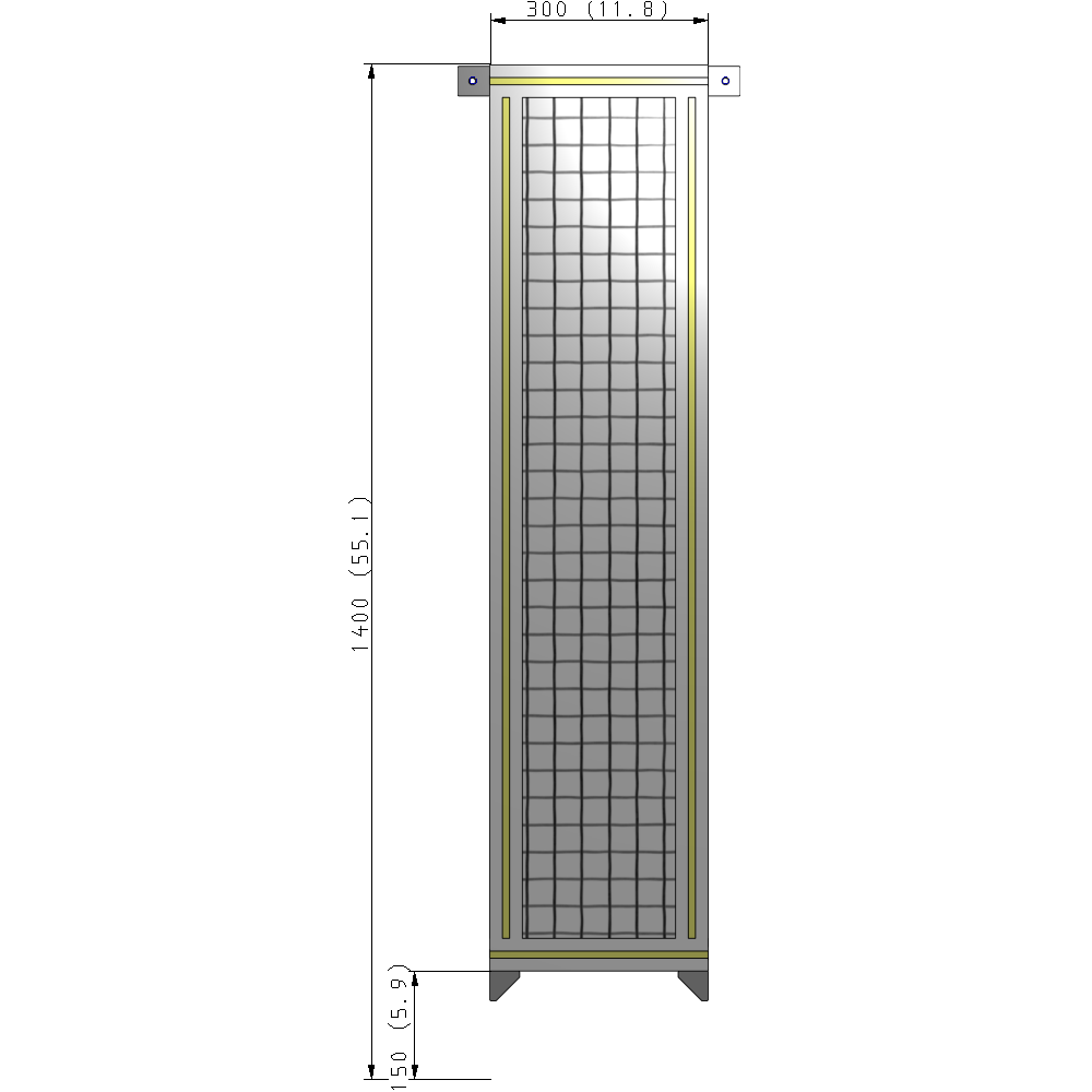A4-1400-0300-0150-TYMZK SINGLE PANEL-NO LEGS WITH TIE PLATES AND ANGLE 1400MM X 300MM  1" MESH, AS A KIT