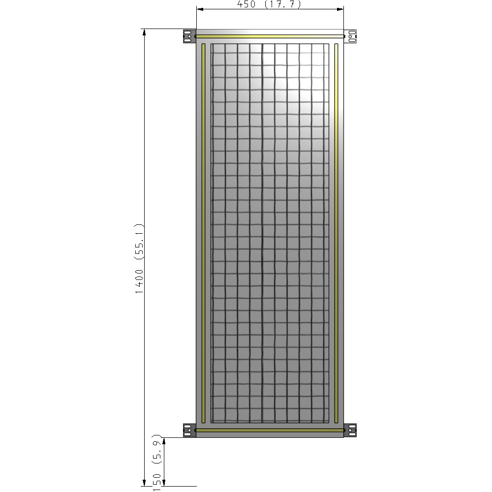 A4-1400-0450-0150-HYMZA SINGLE PANEL-NO LEGS WITH HINGES 1400MM X 450MM  1" MESH, FULLY ASSEMBLED