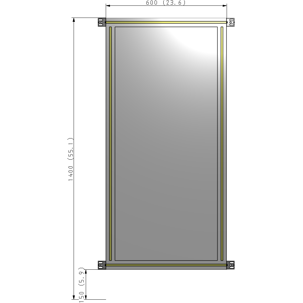 A4-1400-0600-0150-HYPZK SINGLE PANEL-NO LEGS WITH HINGES 1400MM X 600MM  1/4" POLYCARBONATE, AS A KIT