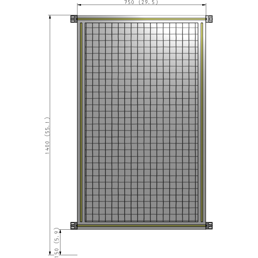 A4-1400-0750-0150-HYMZA SINGLE PANEL-NO LEGS WITH HINGES 1400MM X 750MM  1" MESH, FULLY ASSEMBLED