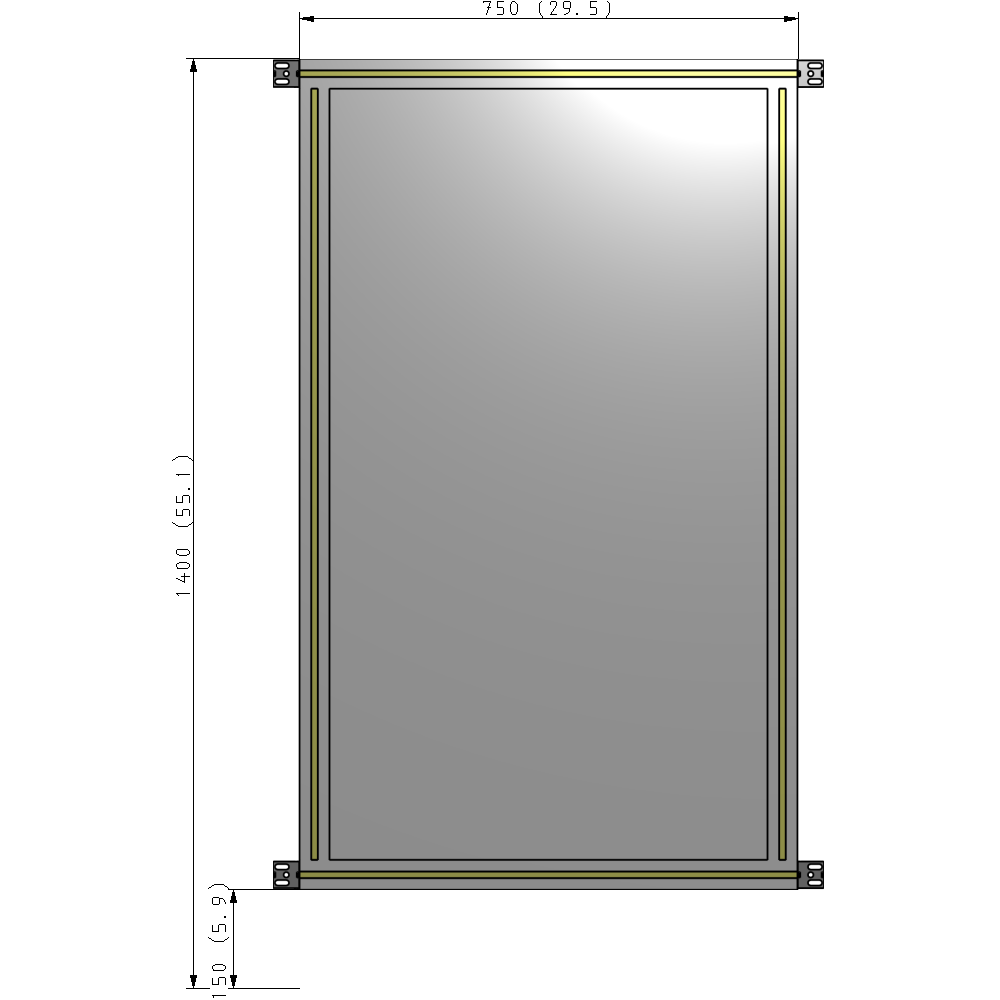 A4-1400-0750-0150-HYPZA SINGLE PANEL-NO LEGS WITH HINGES 1400MM X 750MM  1/4" POLYCARBONATE, ASSEMBLED