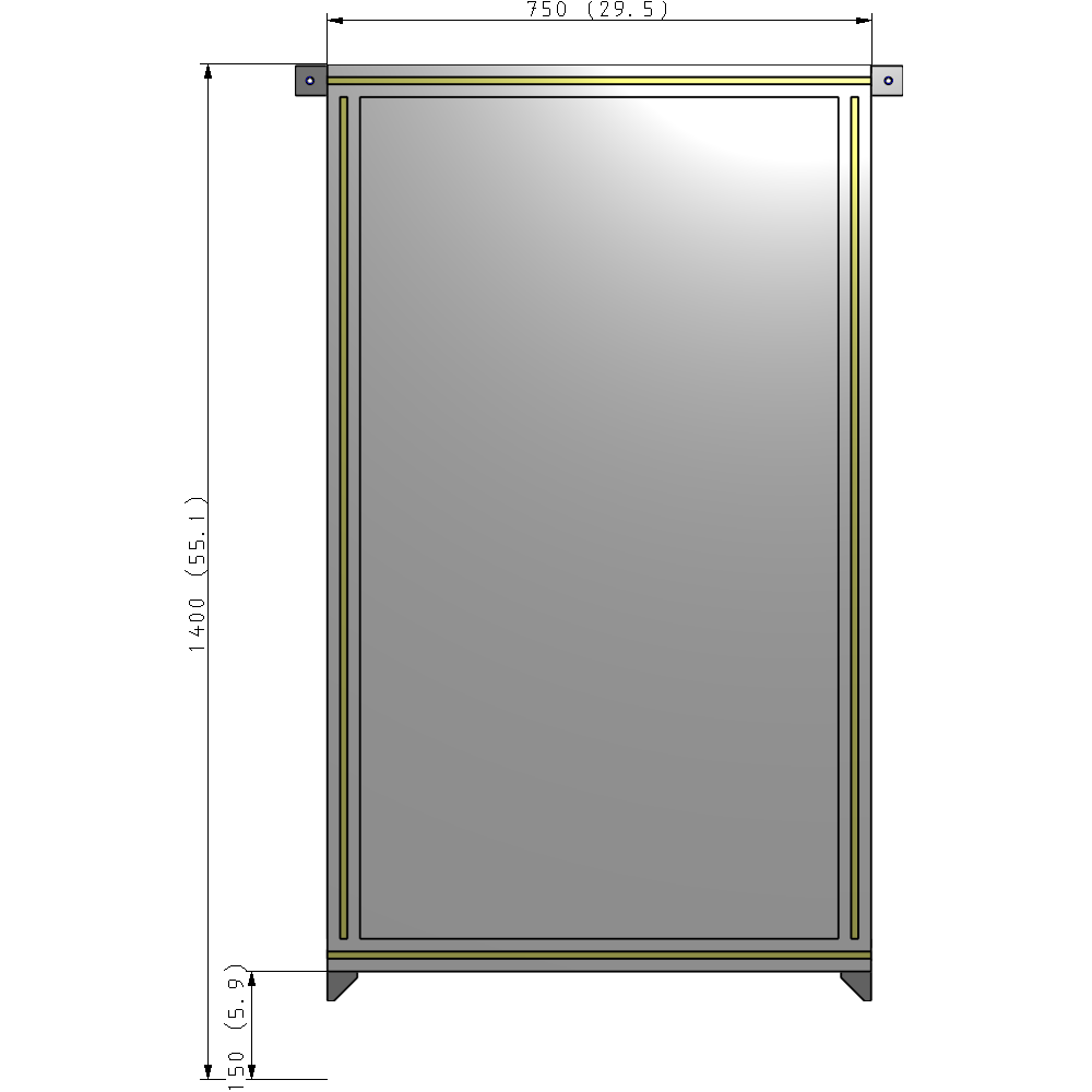 A4-1400-0750-0150-TYPZA SINGLE PANEL-NO LEGS WITH TIE PLATES AND ANGLE 1400MM X 750MM  1/4" POLYCARBONATE, ASSEMBLED