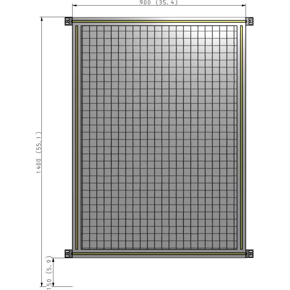 A4-1400-0900-0150-HYMZK SINGLE PANEL-NO LEGS WITH HINGES 1400MM X 900MM  1" MESH, AS A KIT
