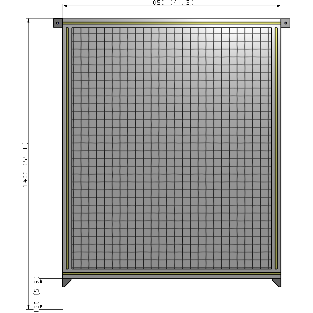 A4-1400-1050-0150-TYMZA SINGLE PANEL-NO LEGS WITH TIE PLATES AND ANGLE 1400MM X 1050MM  1" MESH, FULLY ASSEMBLED